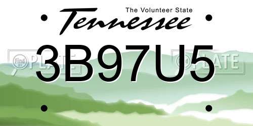 3B97U5 Tennessee License Plate