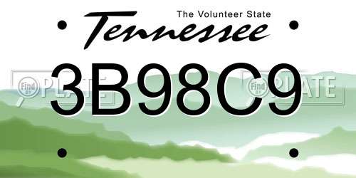 3B98C9 Tennessee License Plate