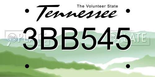 3BB545 Tennessee License Plate