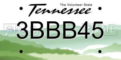 3BBB45 Tennessee License Plate