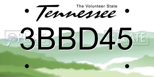 3BBD45 Tennessee License Plate