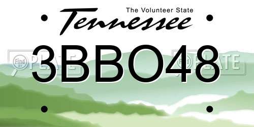 3BBO48 Tennessee License Plate