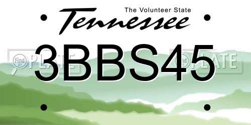 3BBS45 Tennessee License Plate