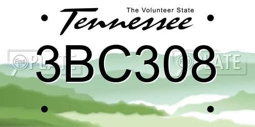 3BC308 Tennessee License Plate