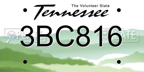3BC816 Tennessee License Plate