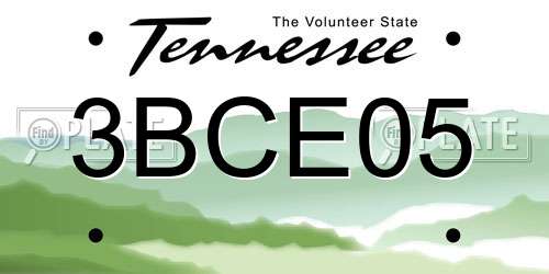 3BCE05 Tennessee License Plate