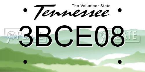 3BCE08 Tennessee License Plate
