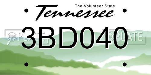 3BD040 Tennessee License Plate