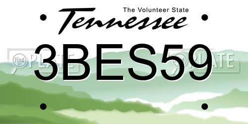 3BES59 Tennessee License Plate