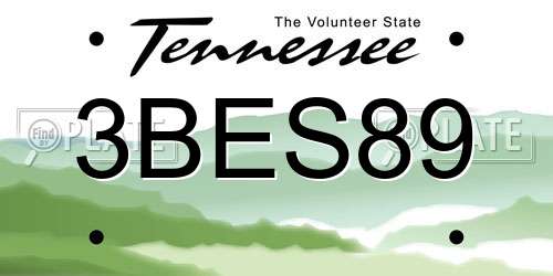 3BES89 Tennessee License Plate