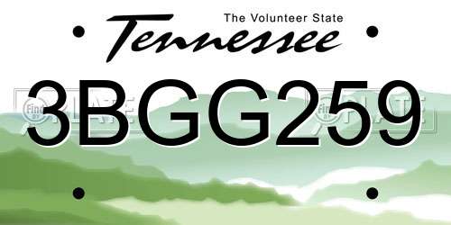 3BGG259 Tennessee License Plate