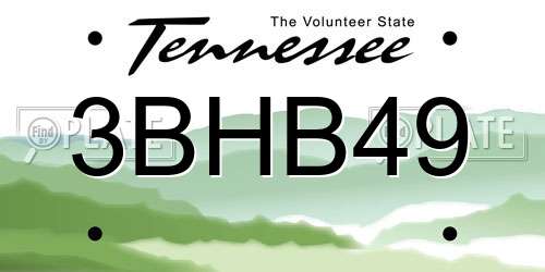3BHB49 Tennessee License Plate
