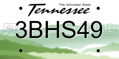3BHS49 Tennessee License Plate