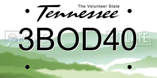 3BOD40 Tennessee License Plate