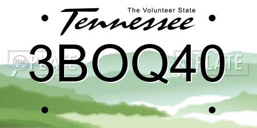 3BOQ40 Tennessee License Plate