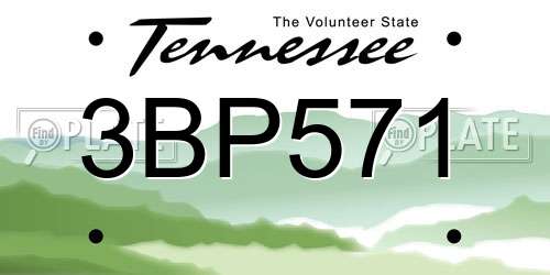 3BP571 Tennessee License Plate