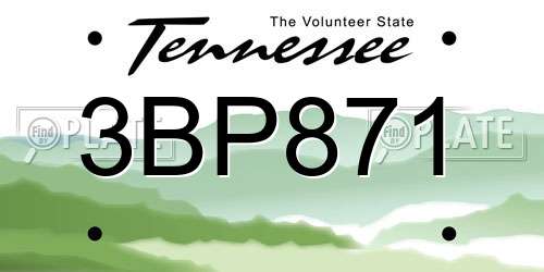 3BP871 Tennessee License Plate