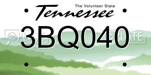 3BQ040 Tennessee License Plate