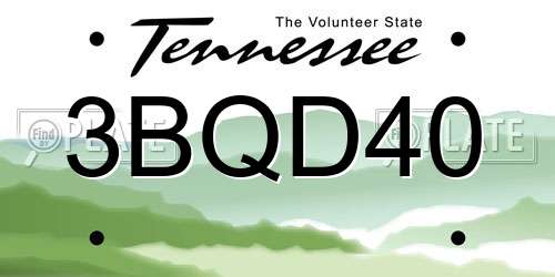 3BQD40 Tennessee License Plate