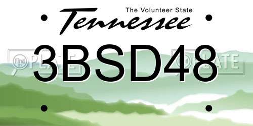 3BSD48 Tennessee License Plate