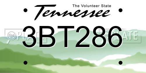 3BT286 Tennessee License Plate