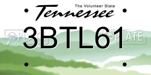 3BTL61 Tennessee License Plate