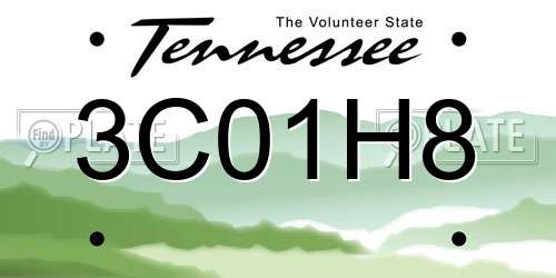 3C01H8 Tennessee License Plate