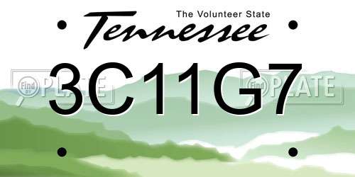 3C11G7 Tennessee License Plate