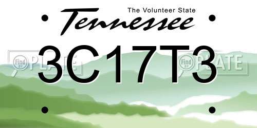 3C17T3 Tennessee License Plate