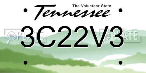 3C22V3 Tennessee License Plate