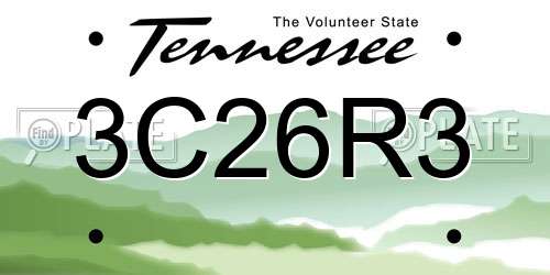 3C26R3 Tennessee License Plate