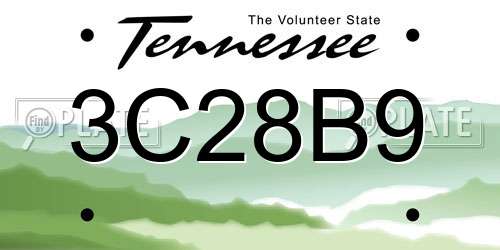 3C28B9 Tennessee License Plate