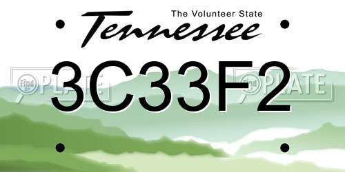 3C33F2 Tennessee License Plate
