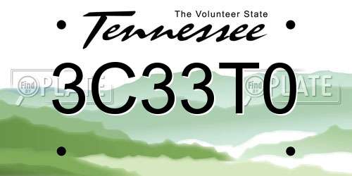 3C33T0 Tennessee License Plate