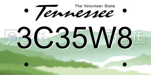 3C35W8 Tennessee License Plate