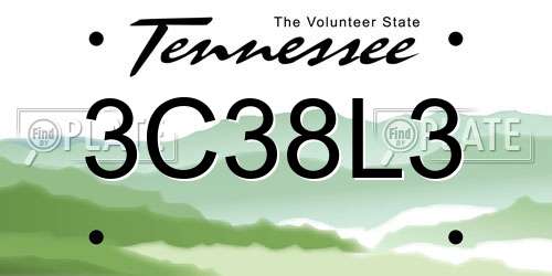 3C38L3 Tennessee License Plate