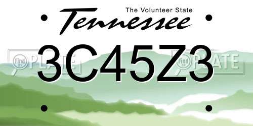 3C45Z3 Tennessee License Plate