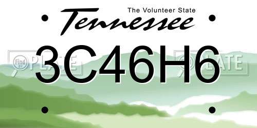 3C46H6 Tennessee License Plate
