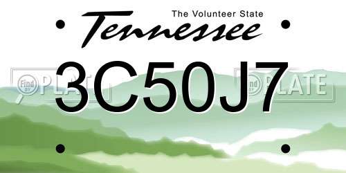3C50J7 Tennessee License Plate
