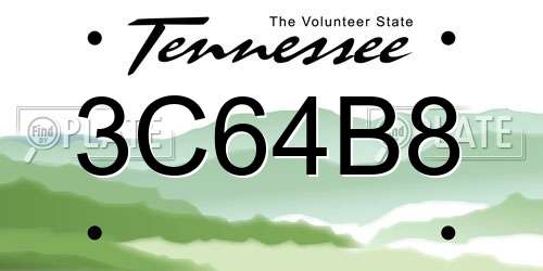 3C64B8 Tennessee License Plate