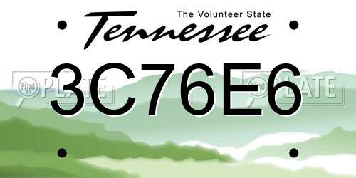 3C76E6 Tennessee License Plate