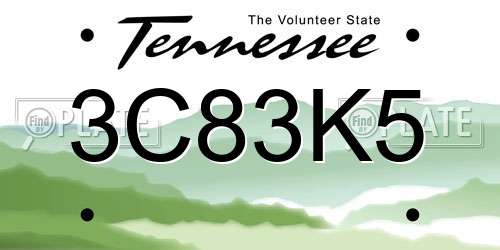 3C83K5 Tennessee License Plate