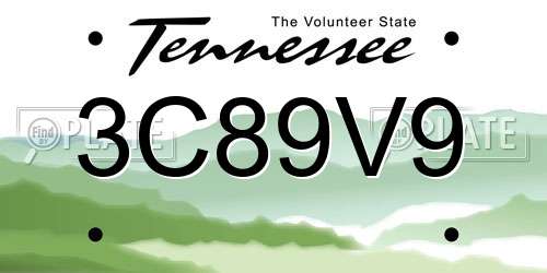 3C89V9 Tennessee License Plate