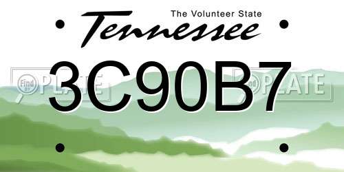 3C90B7 Tennessee License Plate