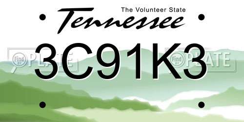 3C91K3 Tennessee License Plate