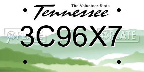 3C96X7 Tennessee License Plate