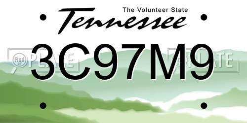 3C97M9 Tennessee License Plate
