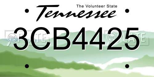3CB4425 Tennessee License Plate