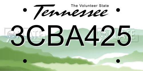 3CBA425 Tennessee License Plate