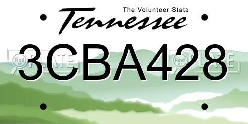 3CBA428 Tennessee License Plate